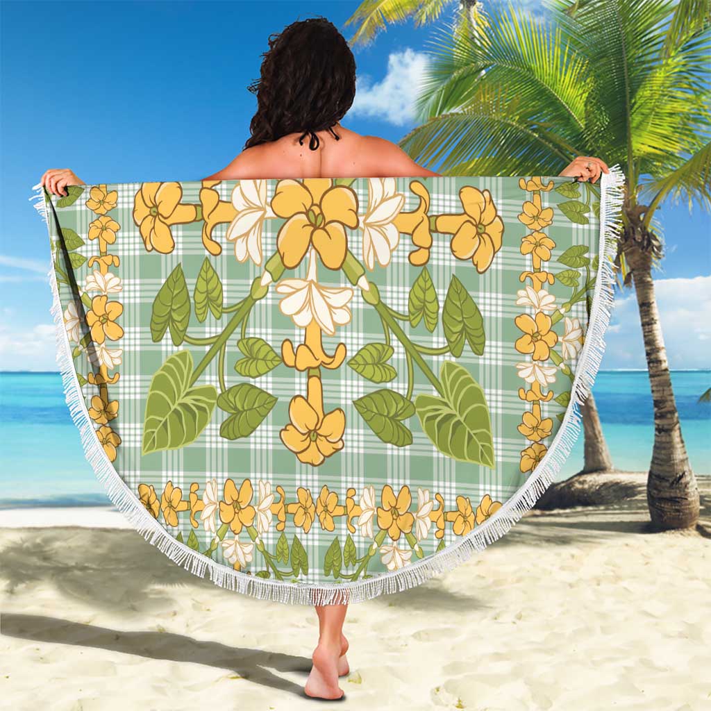 Squares Puakenikeni and Kalo Beach Blanket Turquoise Palaka Hawaiian Quilt Pattern - Polynesian Pride