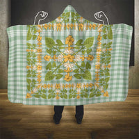 Squares Puakenikeni and Kalo Hooded Blanket Turquoise Palaka Hawaiian Quilt Pattern - Polynesian Pride