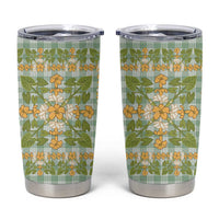 Squares Puakenikeni and Kalo Tumbler Cup Turquoise Palaka Hawaiian Quilt Pattern - Polynesian Pride