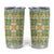 Squares Puakenikeni and Kalo Tumbler Cup Turquoise Palaka Hawaiian Quilt Pattern - Polynesian Pride