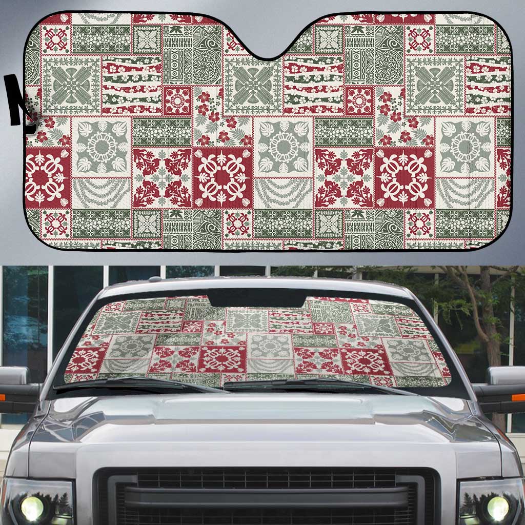Mele Kalikimaka Hawaii Christmas Auto Sun Shade Aloha Spirit with Hawaiian Quilt Pattern - Polynesian Pride