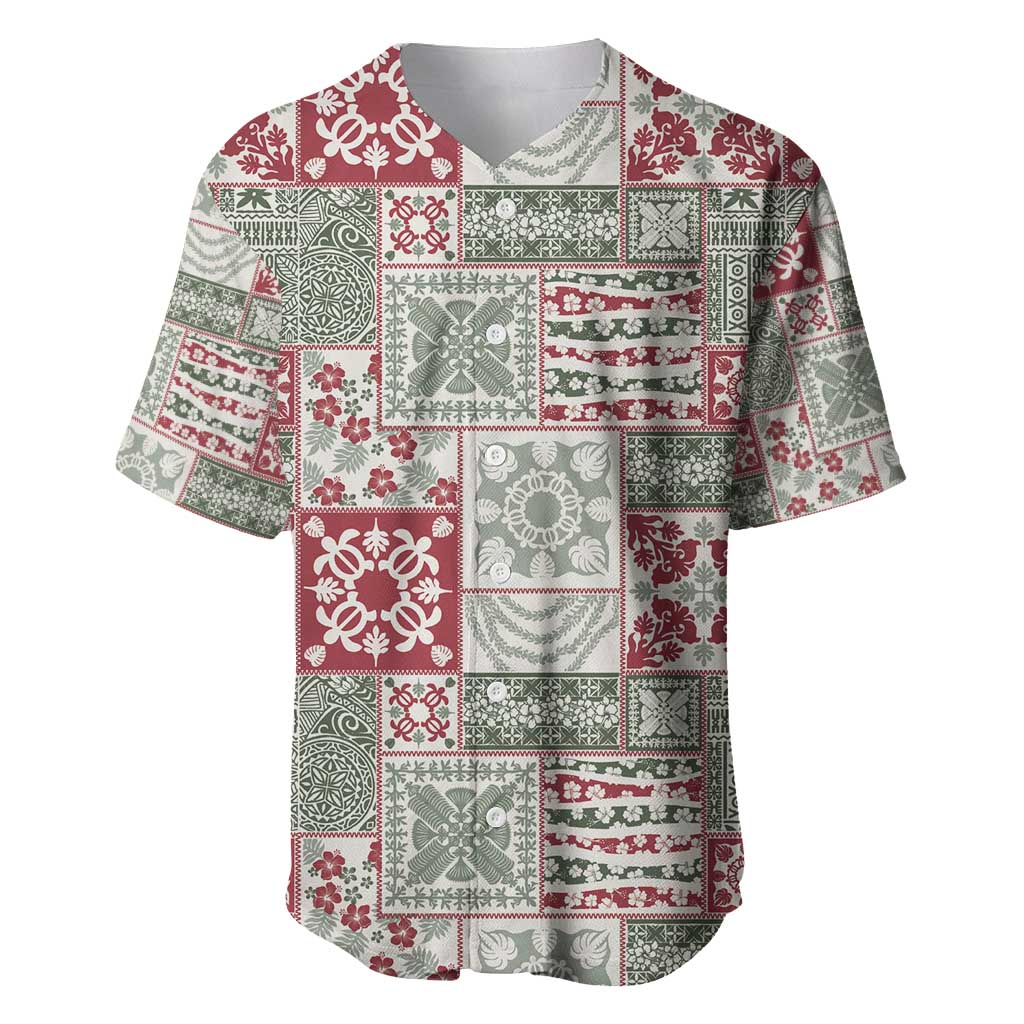 Mele Kalikimaka Hawaii Christmas Baseball Jersey Aloha Spirit with Hawaiian Quilt Pattern - Polynesian Pride