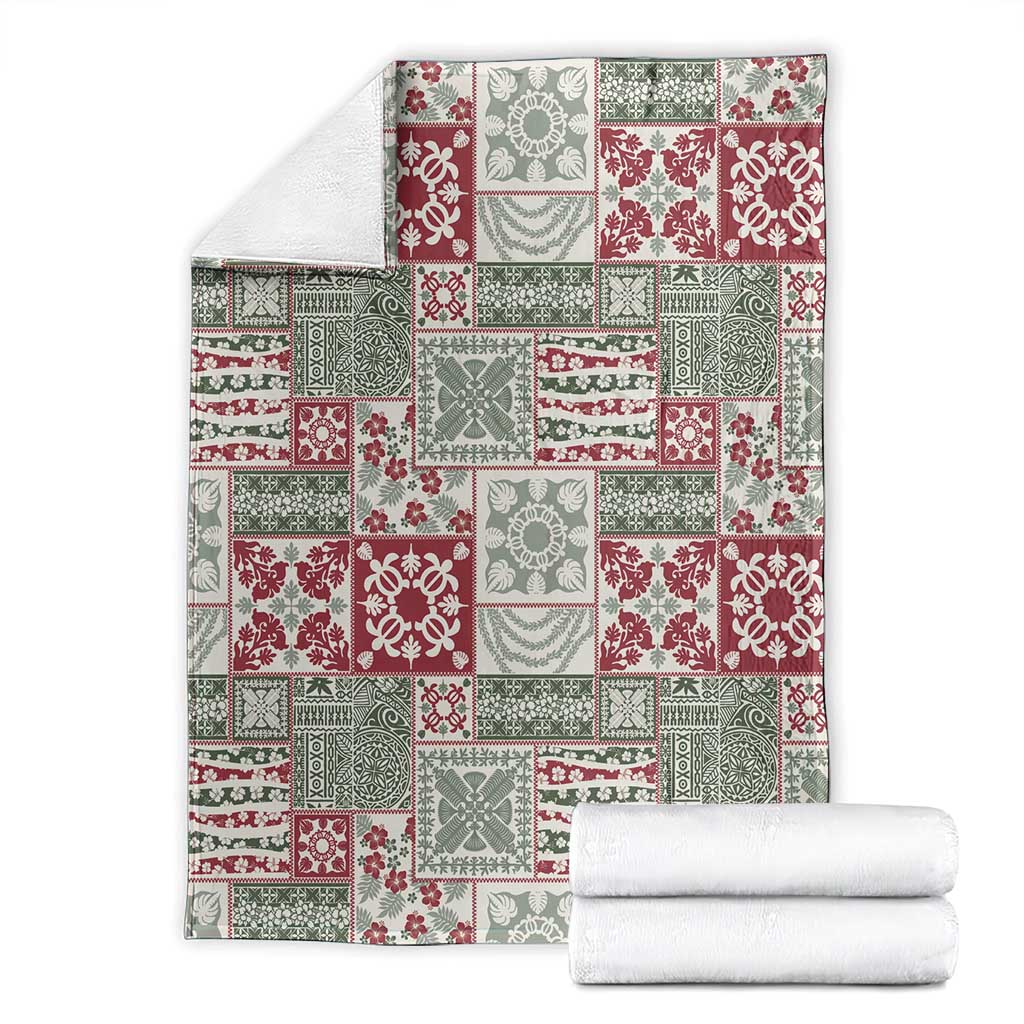 Mele Kalikimaka Hawaii Christmas Blanket Aloha Spirit with Hawaiian Quilt Pattern - Polynesian Pride