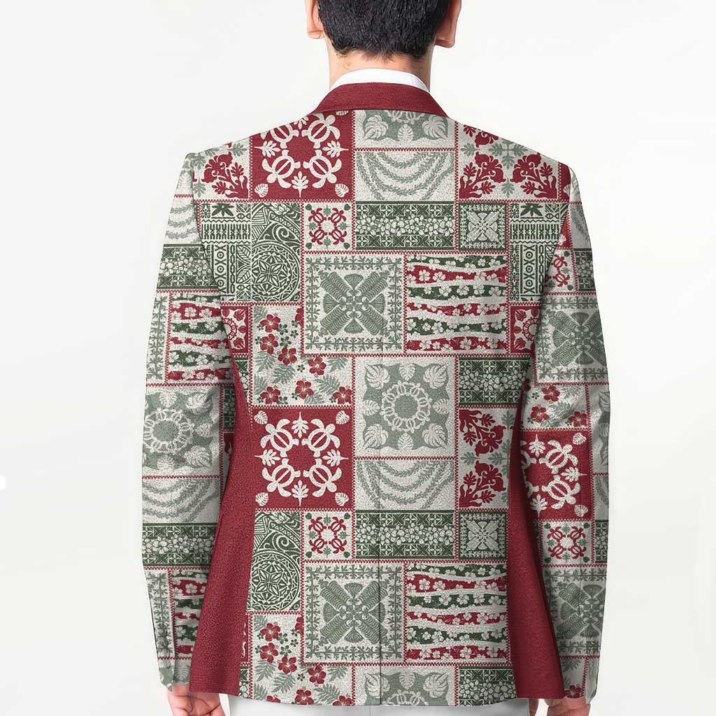 Mele Kalikimaka Hawaii Christmas Blazer Aloha Spirit with Hawaiian Quilt Pattern - Polynesian Pride