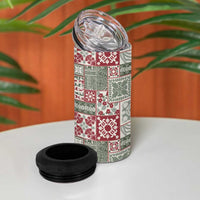Mele Kalikimaka Hawaii Christmas 4 in 1 Can Cooler Tumbler Aloha Spirit with Hawaiian Quilt Pattern - Polynesian Pride