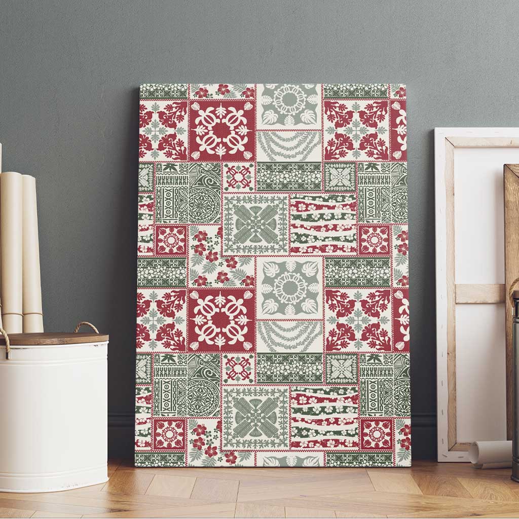 Mele Kalikimaka Hawaii Christmas Canvas Wall Art Aloha Spirit with Hawaiian Quilt Pattern - Polynesian Pride