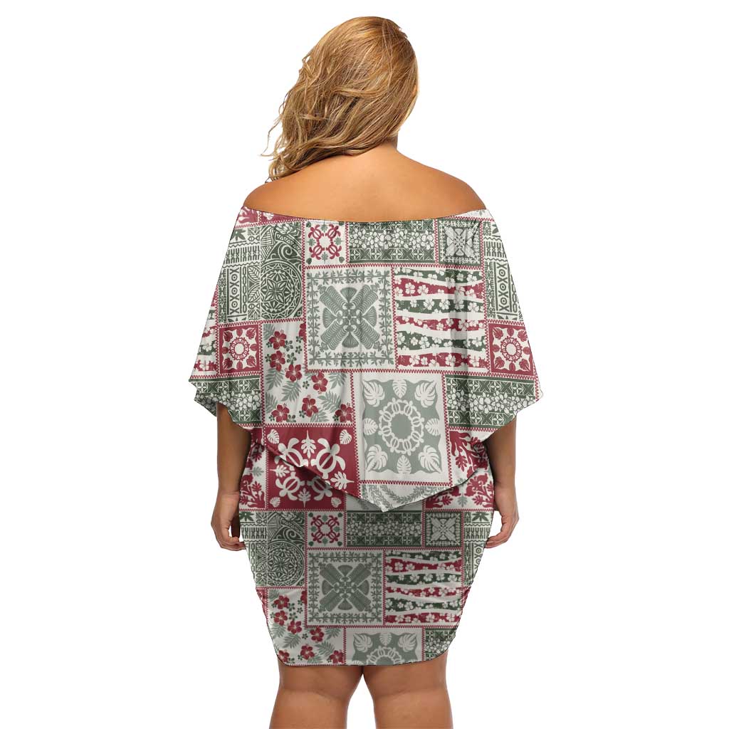 Mele Kalikimaka Hawaii Christmas Family Matching Off Shoulder Short Dress and Hawaiian Shirt Aloha Spirit with Hawaiian Quilt Pattern - Polynesian Pride