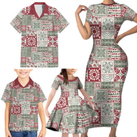 Mele Kalikimaka Hawaii Christmas Family Matching Short Sleeve Bodycon Dress and Hawaiian Shirt Aloha Spirit with Hawaiian Quilt Pattern - Polynesian Pride