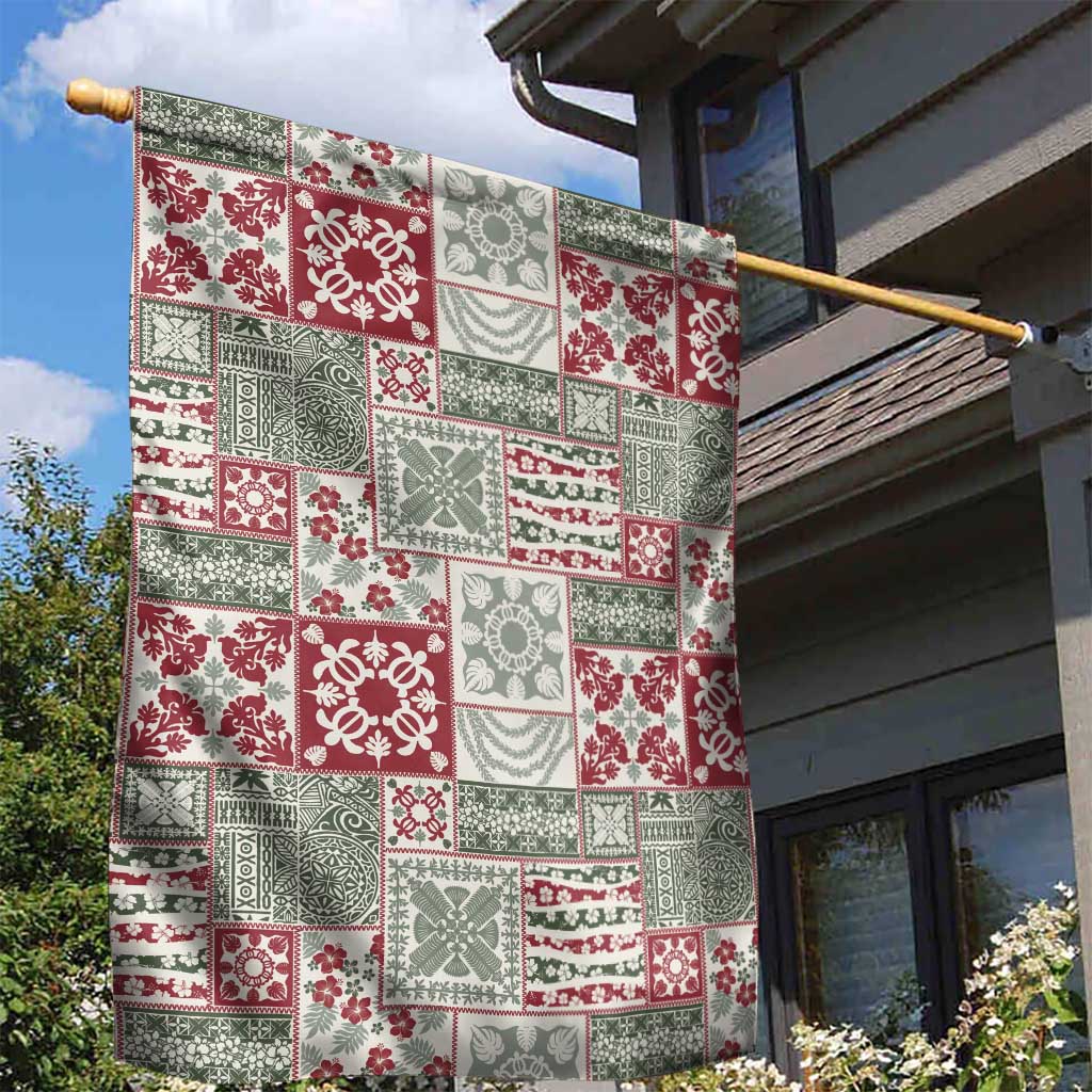 Mele Kalikimaka Hawaii Christmas Garden Flag Aloha Spirit with Hawaiian Quilt Pattern - Polynesian Pride