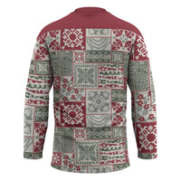Mele Kalikimaka Hawaii Christmas Hockey Jersey Aloha Spirit with Hawaiian Quilt Pattern - Polynesian Pride