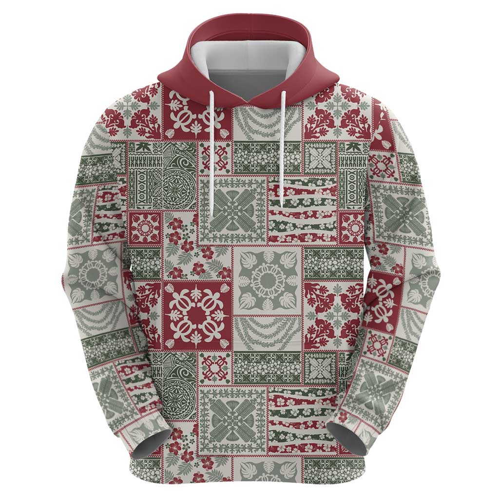 Mele Kalikimaka Hawaii Christmas Hoodie Aloha Spirit with Hawaiian Quilt Pattern - Polynesian Pride