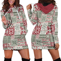 Mele Kalikimaka Hawaii Christmas Hoodie Dress Aloha Spirit with Hawaiian Quilt Pattern - Polynesian Pride