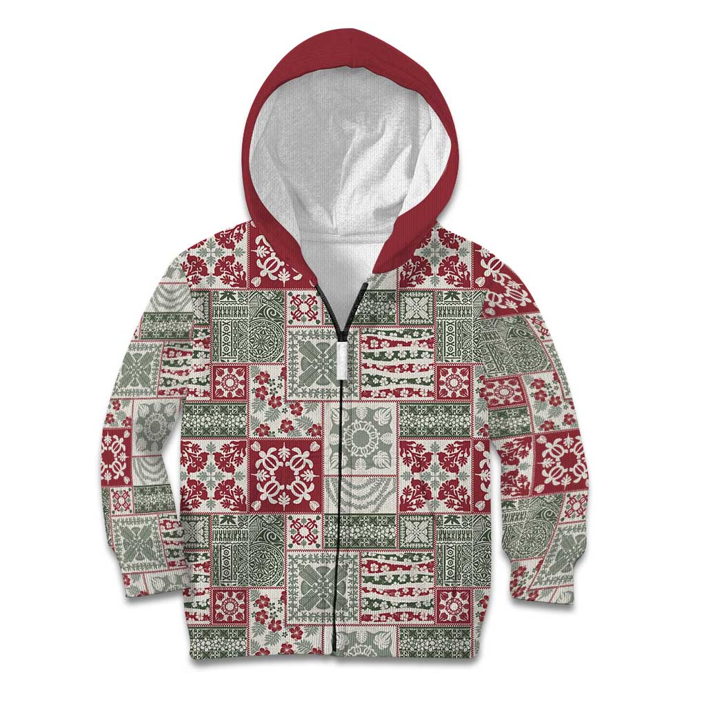Mele Kalikimaka Hawaii Christmas Kid Hoodie Aloha Spirit with Hawaiian Quilt Pattern - Polynesian Pride