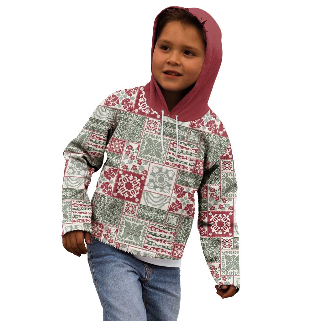 Mele Kalikimaka Hawaii Christmas Kid Hoodie Aloha Spirit with Hawaiian Quilt Pattern - Polynesian Pride