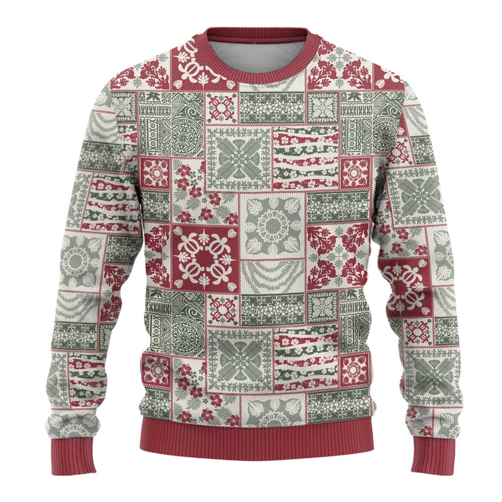 Mele Kalikimaka Hawaii Christmas Ugly Christmas Sweater Aloha Spirit with Hawaiian Quilt Pattern - Polynesian Pride
