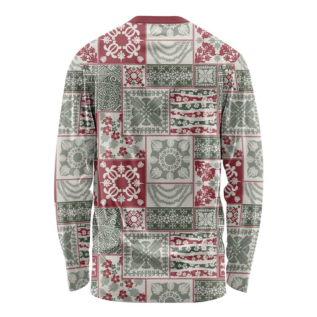 Mele Kalikimaka Hawaii Christmas Long Sleeve Shirt Aloha Spirit with Hawaiian Quilt Pattern - Polynesian Pride