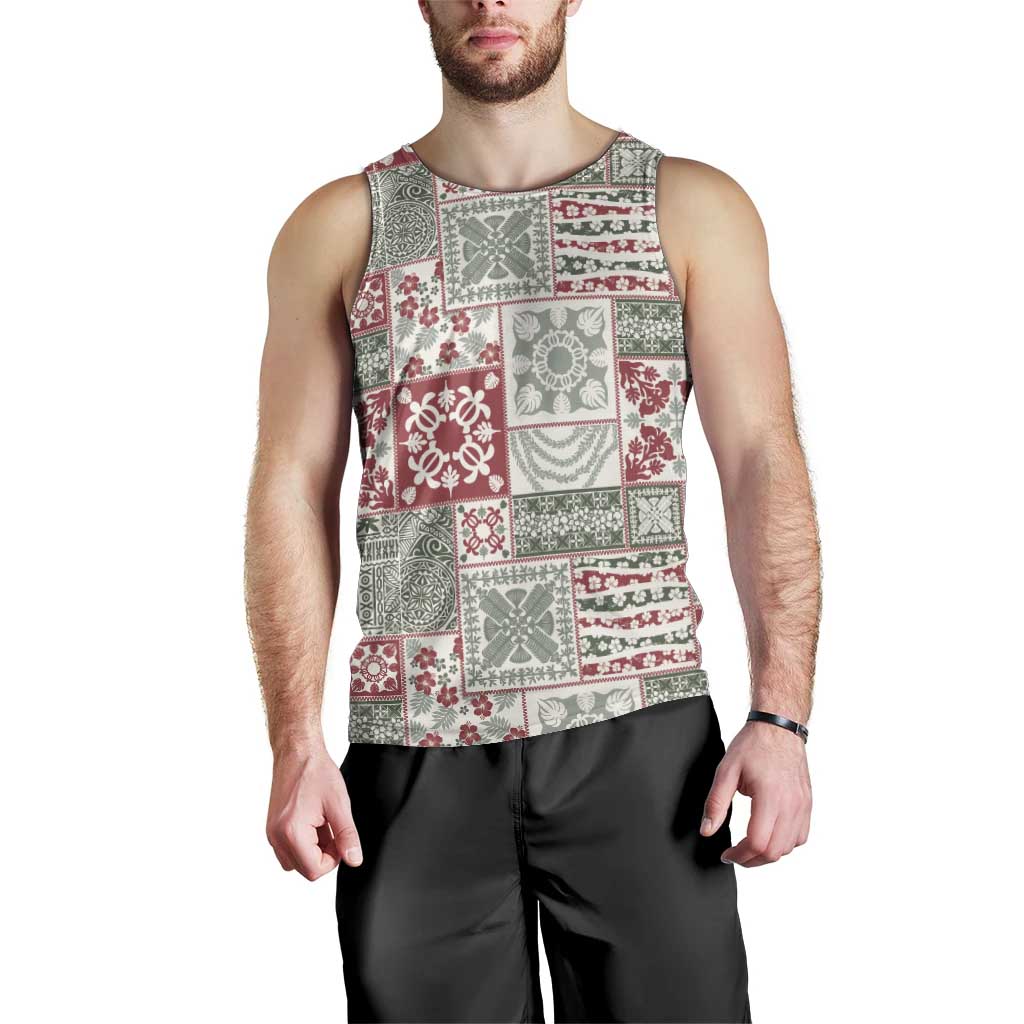 Mele Kalikimaka Hawaii Christmas Men Tank Top Aloha Spirit with Hawaiian Quilt Pattern - Polynesian Pride