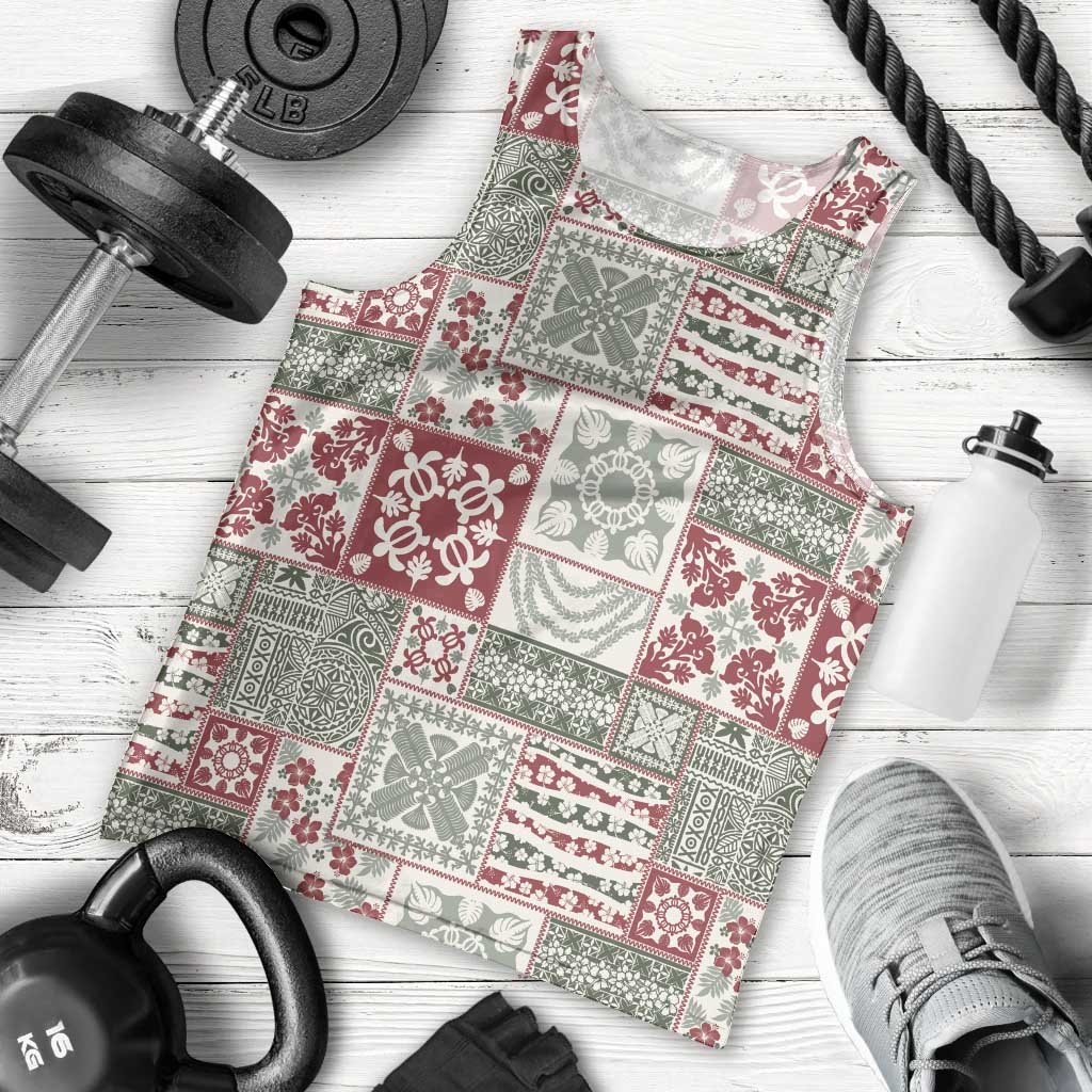 Mele Kalikimaka Hawaii Christmas Men Tank Top Aloha Spirit with Hawaiian Quilt Pattern - Polynesian Pride