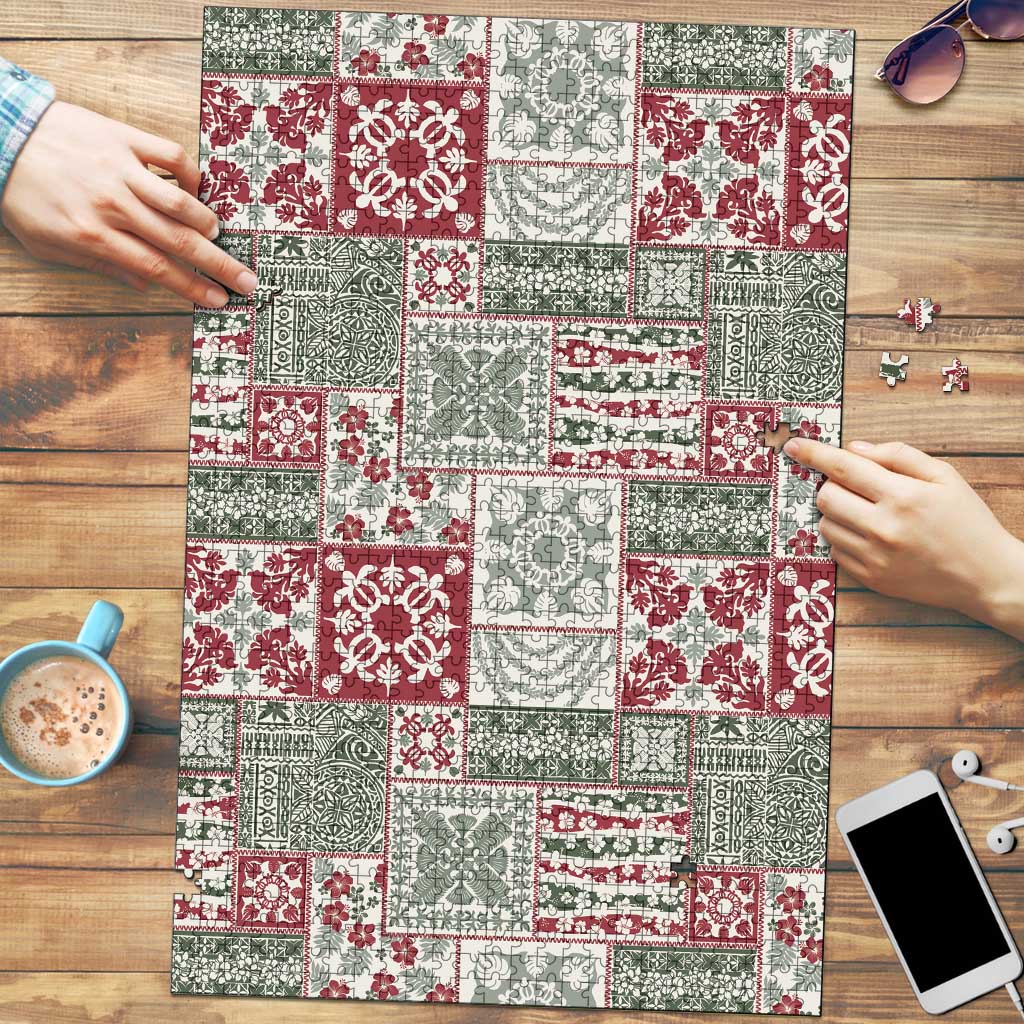 Mele Kalikimaka Hawaii Christmas Puzzle Aloha Spirit with Hawaiian Quilt Pattern - Polynesian Pride