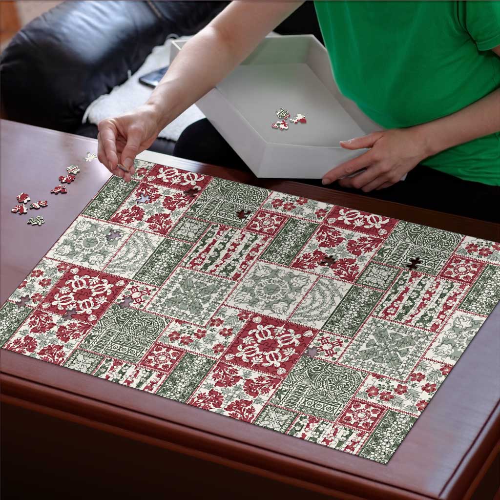 Mele Kalikimaka Hawaii Christmas Puzzle Aloha Spirit with Hawaiian Quilt Pattern - Polynesian Pride
