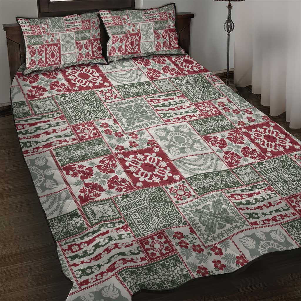 Mele Kalikimaka Hawaii Christmas Quilt Bed Set Aloha Spirit with Hawaiian Quilt Pattern - Polynesian Pride