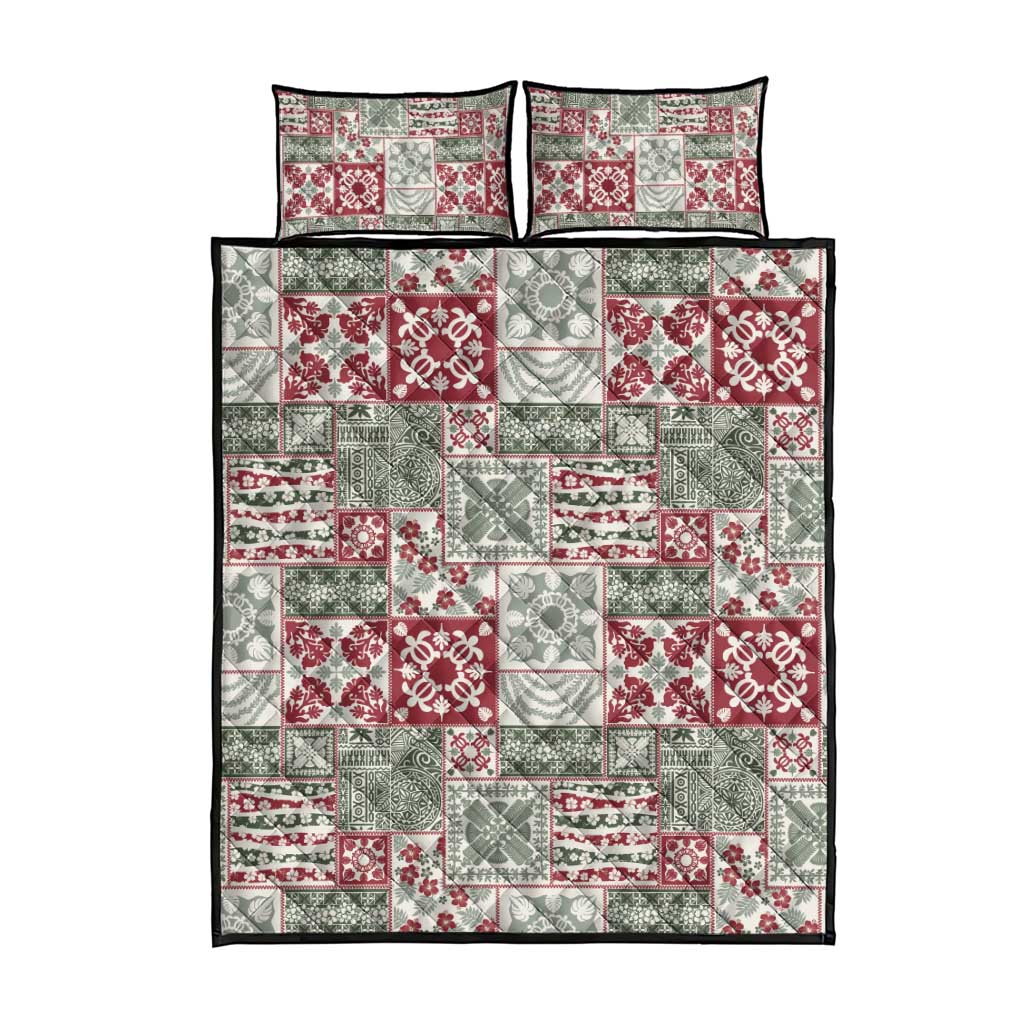 Mele Kalikimaka Hawaii Christmas Quilt Bed Set Aloha Spirit with Hawaiian Quilt Pattern - Polynesian Pride