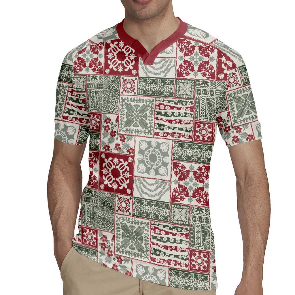 Mele Kalikimaka Hawaii Christmas Rugby Jersey Aloha Spirit with Hawaiian Quilt Pattern - Polynesian Pride