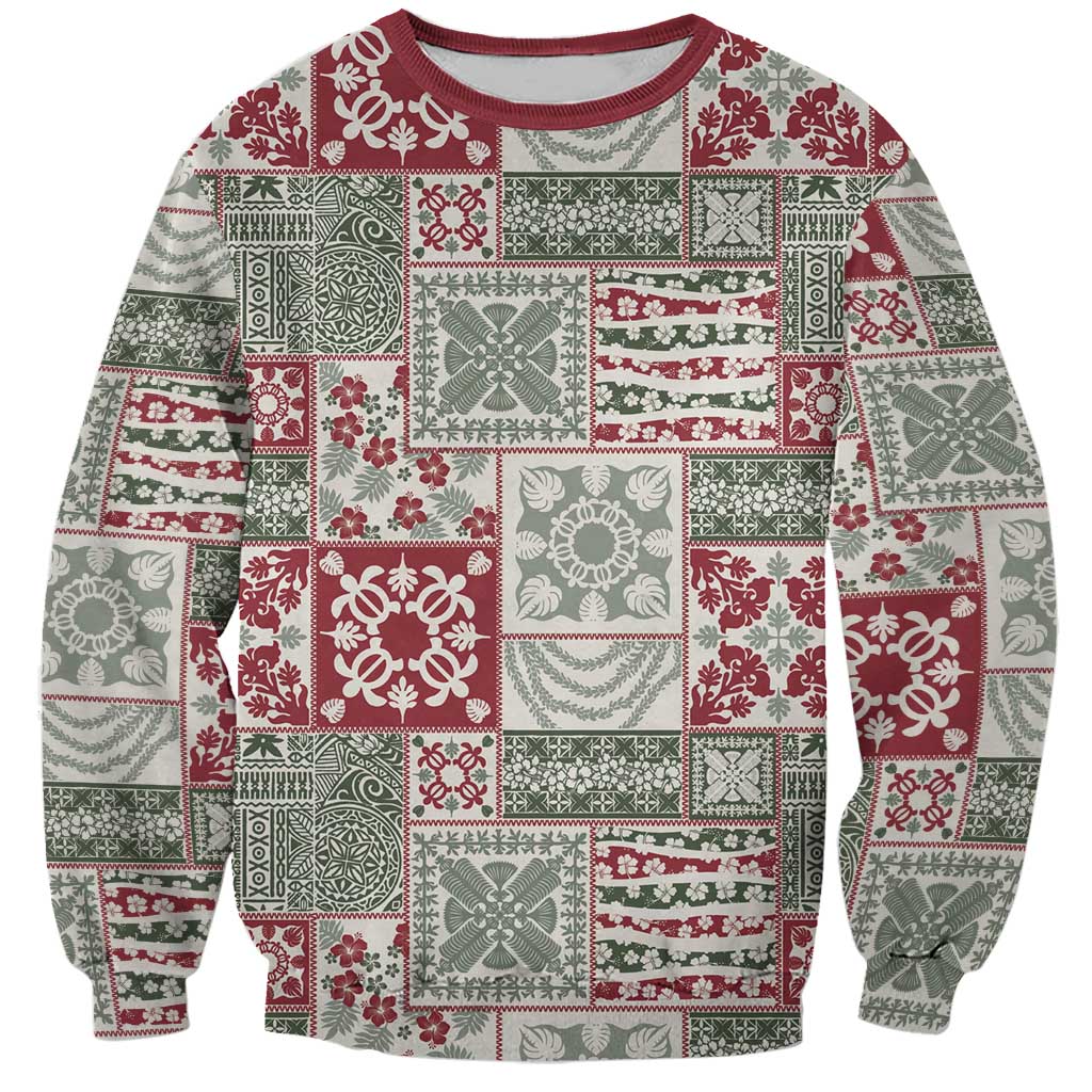 Mele Kalikimaka Hawaii Christmas Sweatshirt Aloha Spirit with Hawaiian Quilt Pattern - Polynesian Pride