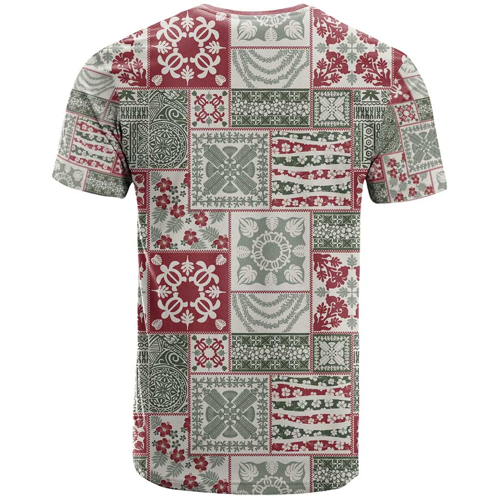 Mele Kalikimaka Hawaii Christmas T Shirt Aloha Spirit with Hawaiian Quilt Pattern - Polynesian Pride