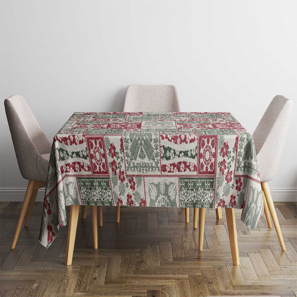 Mele Kalikimaka Hawaii Christmas Tablecloth Aloha Spirit with Hawaiian Quilt Pattern - Polynesian Pride