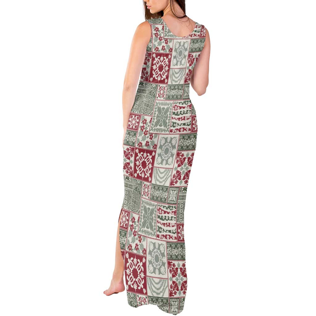 Mele Kalikimaka Hawaii Christmas Tank Maxi Dress Aloha Spirit with Hawaiian Quilt Pattern - Polynesian Pride