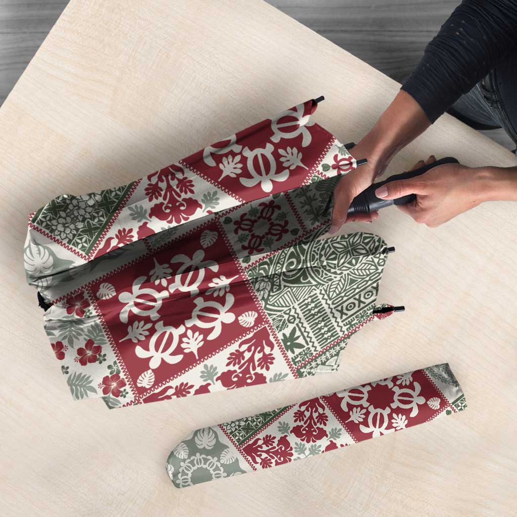 Mele Kalikimaka Hawaii Christmas Umbrella Aloha Spirit with Hawaiian Quilt Pattern - Polynesian Pride