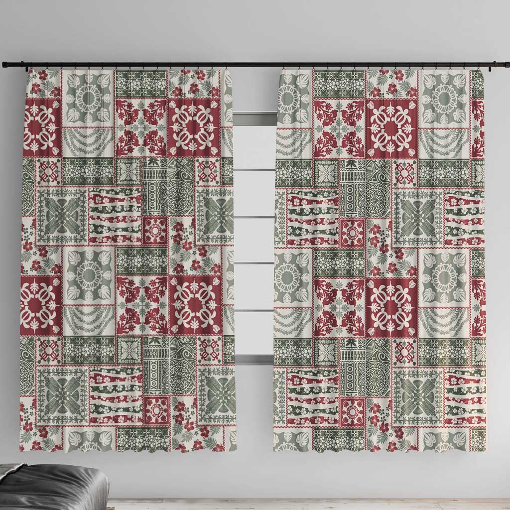 Mele Kalikimaka Hawaii Christmas Window Curtain Aloha Spirit with Hawaiian Quilt Pattern - Polynesian Pride