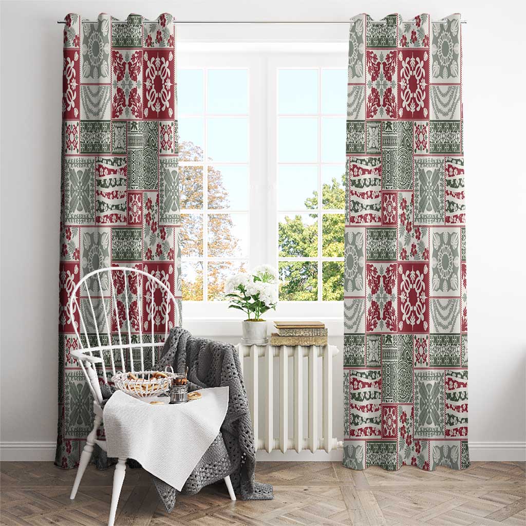 Mele Kalikimaka Hawaii Christmas Window Curtain Aloha Spirit with Hawaiian Quilt Pattern - Polynesian Pride