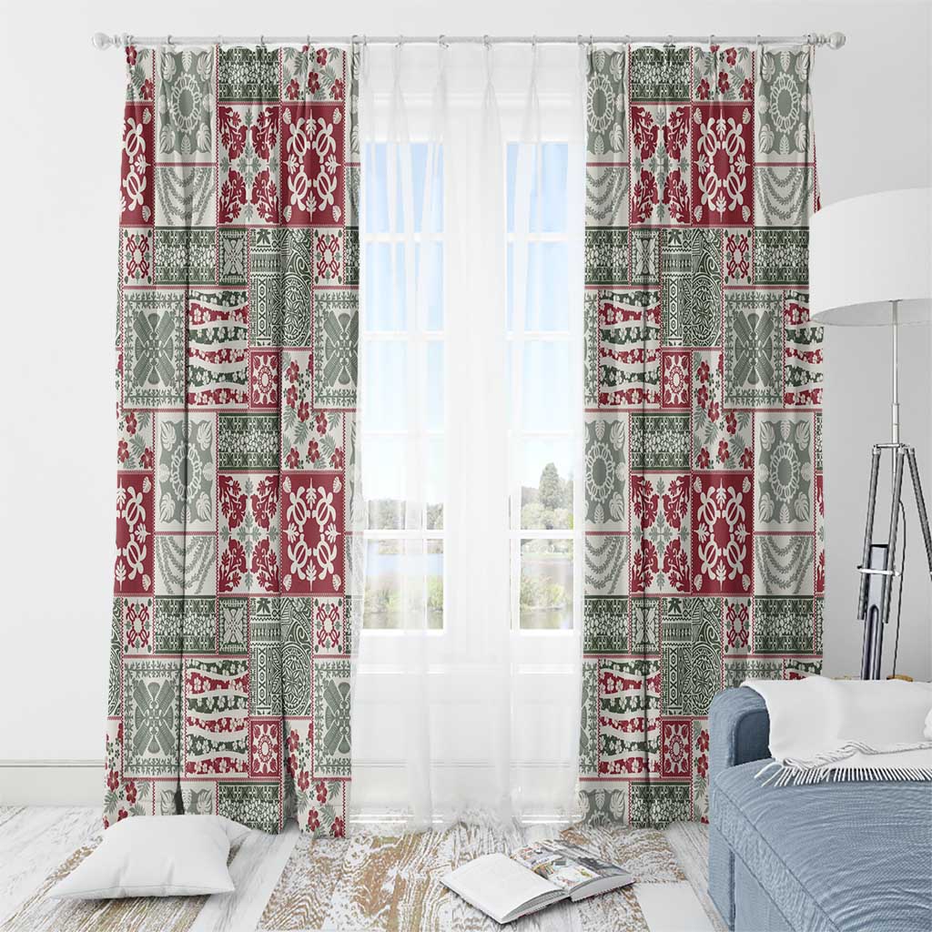 Mele Kalikimaka Hawaii Christmas Window Curtain Aloha Spirit with Hawaiian Quilt Pattern - Polynesian Pride