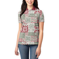 Mele Kalikimaka Hawaii Christmas Women Polo Shirt Aloha Spirit with Hawaiian Quilt Pattern - Polynesian Pride