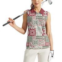 Mele Kalikimaka Hawaii Christmas Women Sleeveless Polo Shirt Aloha Spirit with Hawaiian Quilt Pattern - Polynesian Pride