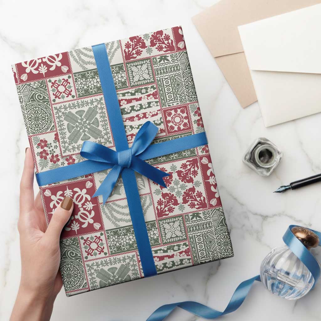 Mele Kalikimaka Hawaii Christmas Wrapping Paper Aloha Spirit with Hawaiian Quilt Pattern - Polynesian Pride