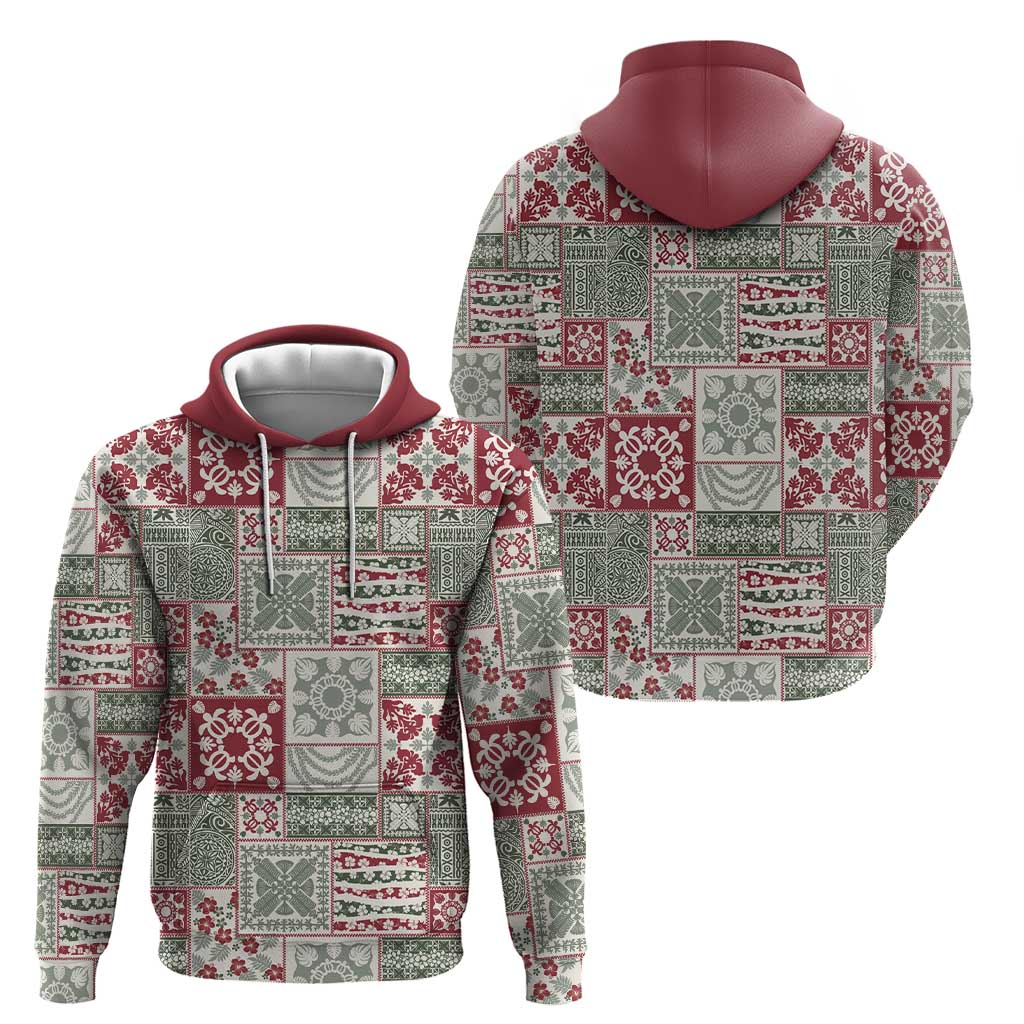 Mele Kalikimaka Hawaii Christmas Zip Hoodie Aloha Spirit with Hawaiian Quilt Pattern - Polynesian Pride