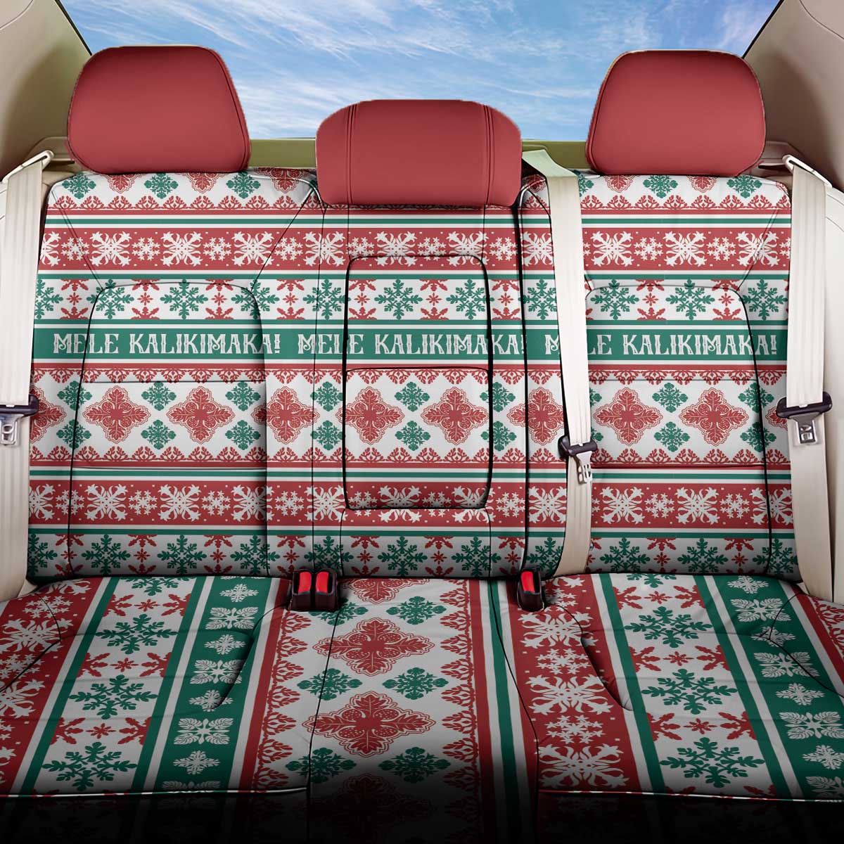 Mele Kalikimaka Hawaii Christmas Back Car Seat Cover Hawaiian Quilt Pattern Style - Polynesian Pride