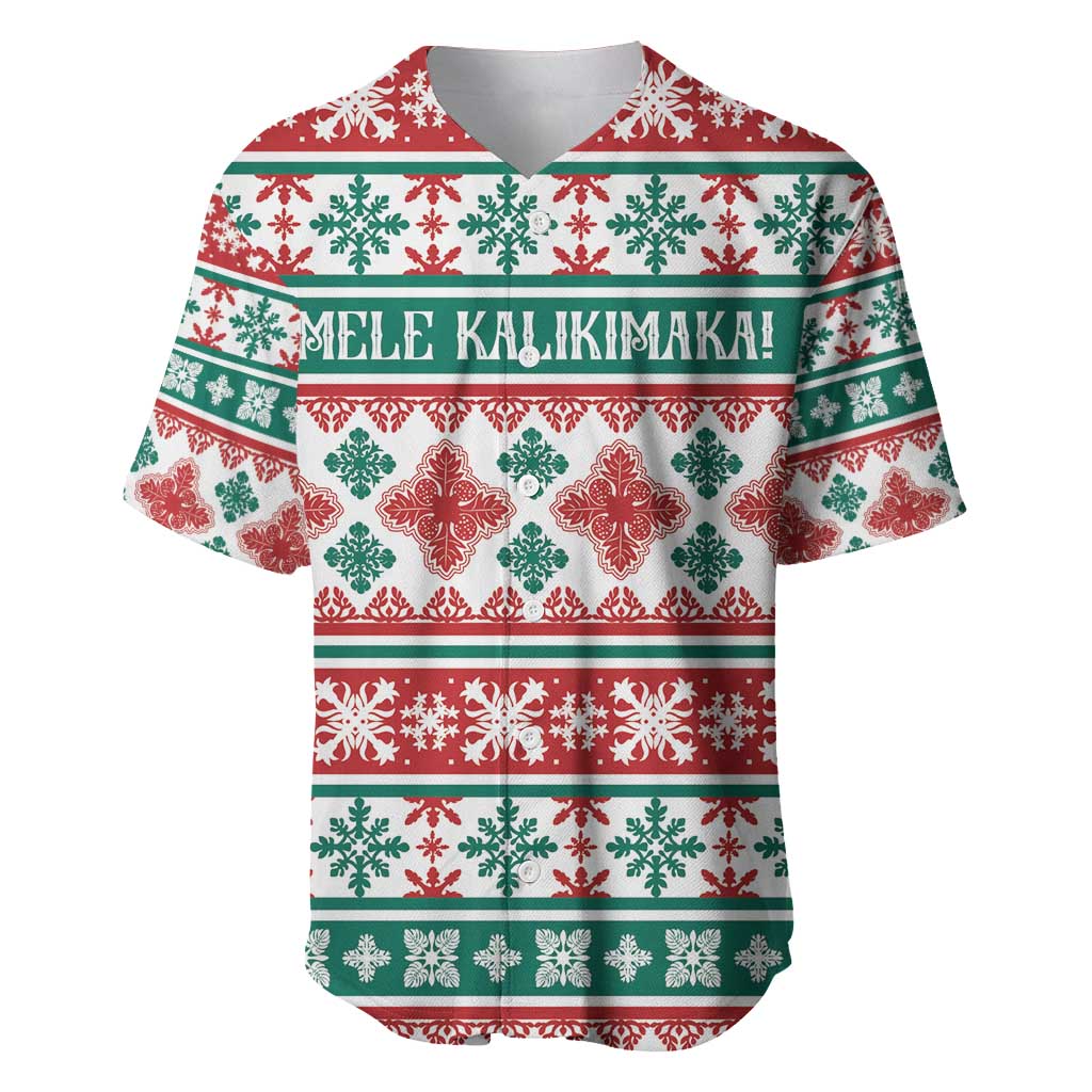 Mele Kalikimaka Hawaii Christmas Baseball Jersey Hawaiian Quilt Pattern Style - Polynesian Pride