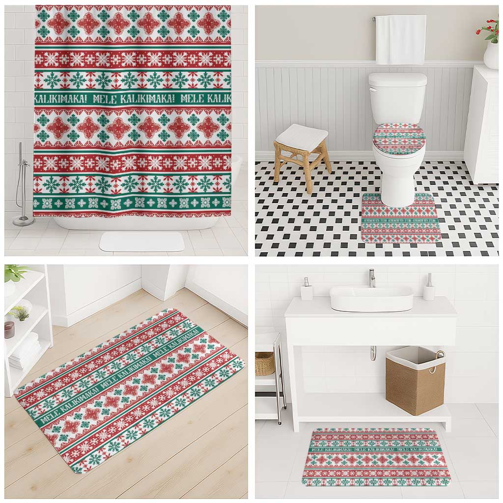 Mele Kalikimaka Hawaii Christmas Bathroom Set Hawaiian Quilt Pattern Style - Polynesian Pride