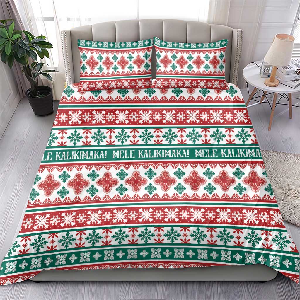 Mele Kalikimaka Hawaii Christmas Bedding Set Hawaiian Quilt Pattern Style - Polynesian Pride