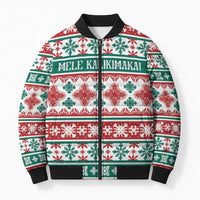 Mele Kalikimaka Hawaii Christmas Bomber Puffer Jacket Hawaiian Quilt Pattern Style - Polynesian Pride