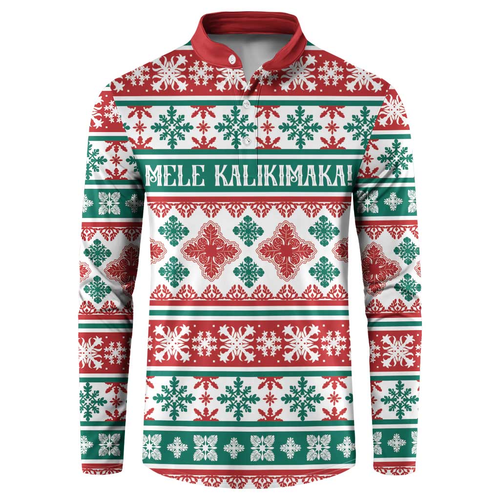 Mele Kalikimaka Hawaii Christmas Button Sweatshirt Hawaiian Quilt Pattern Style - Polynesian Pride
