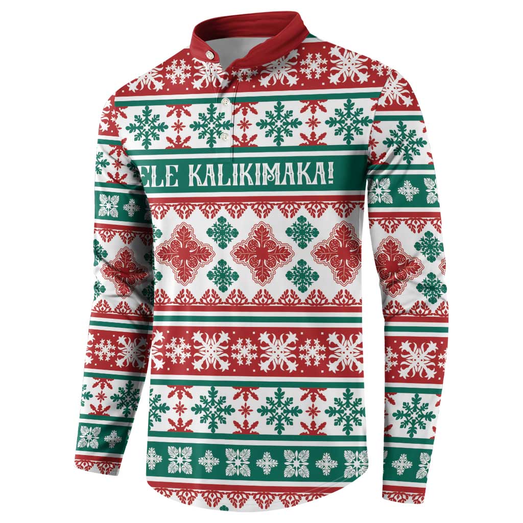 Mele Kalikimaka Hawaii Christmas Button Sweatshirt Hawaiian Quilt Pattern Style - Polynesian Pride
