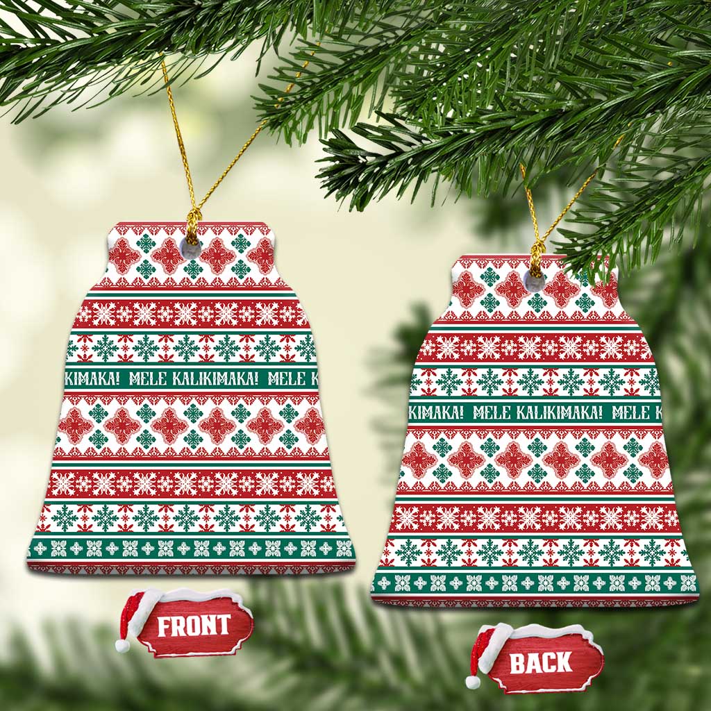 Mele Kalikimaka Hawaii Christmas Ceramic Ornament Hawaiian Quilt Pattern Style - Polynesian Pride