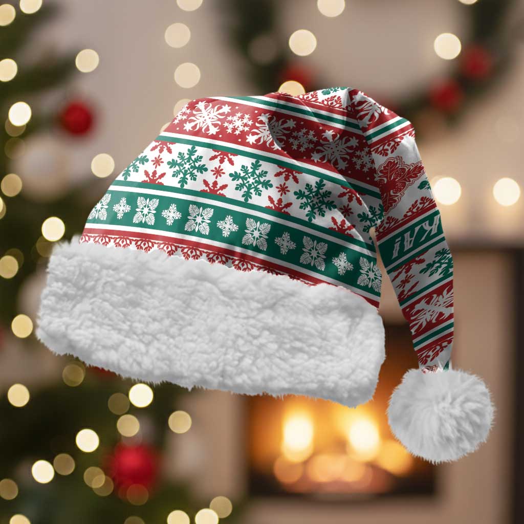 Mele Kalikimaka Hawaii Christmas Santa Hat Hawaiian Quilt Pattern Style - Polynesian Pride