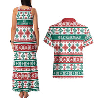 Mele Kalikimaka Hawaii Christmas Couples Matching Tank Maxi Dress and Hawaiian Shirt Hawaiian Quilt Pattern Style - Polynesian Pride