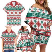 Mele Kalikimaka Hawaii Christmas Family Matching Off Shoulder Short Dress and Hawaiian Shirt Hawaiian Quilt Pattern Style - Polynesian Pride